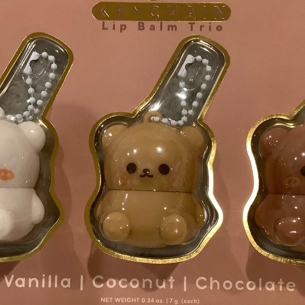 Beary Cute Flavored Lip Balm Trio Bear Keychains Set NWT 3x .24 oz - Picture 3 of 16